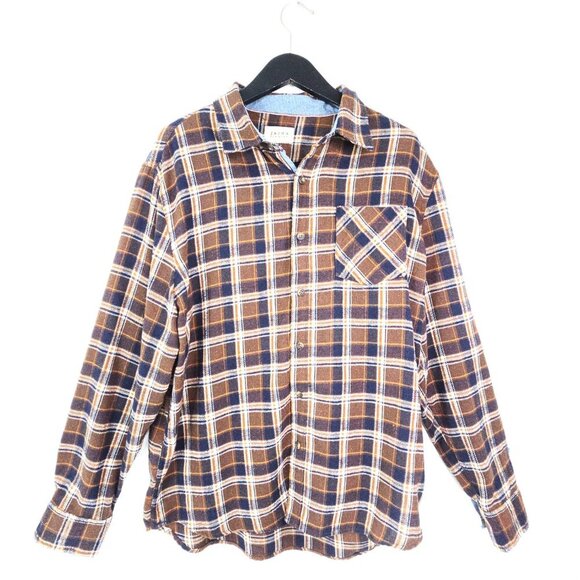 Jachs Brown Black Plaid Flannel Button Front Shirt - Picture 1 of 7